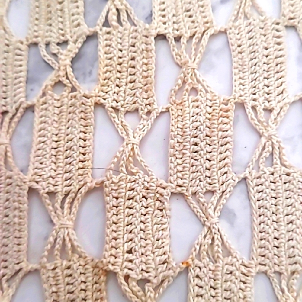 Antique Crotchet Lace Bandana Triangle Scarf Cream colored cotton Doily Fairycor